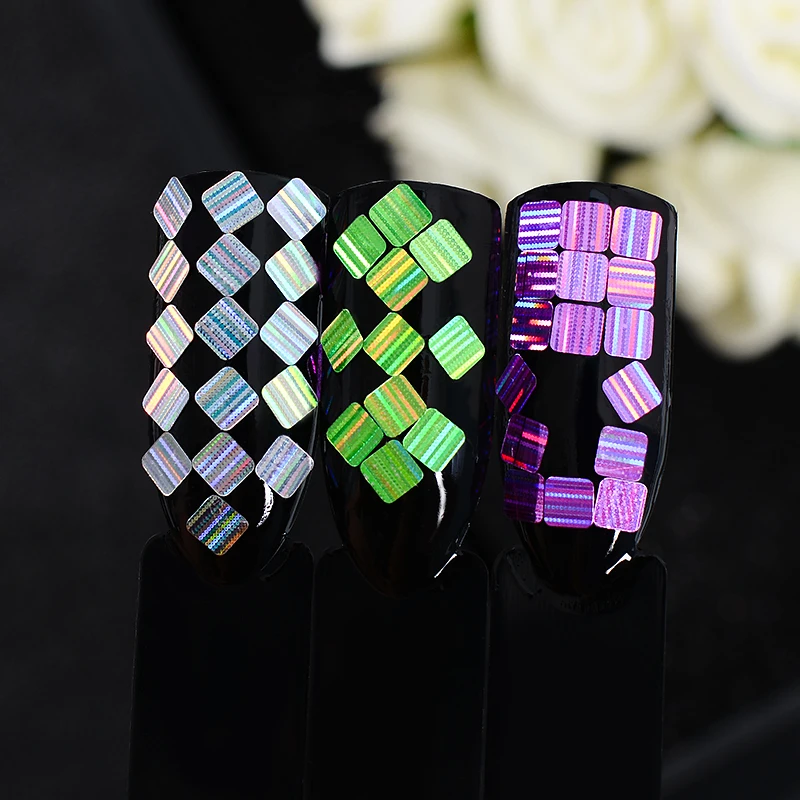 

Square Rhombus Laser Nail Sequins Star Iridescent Nail Art Decoration Manicure 3D Nails Art Tips