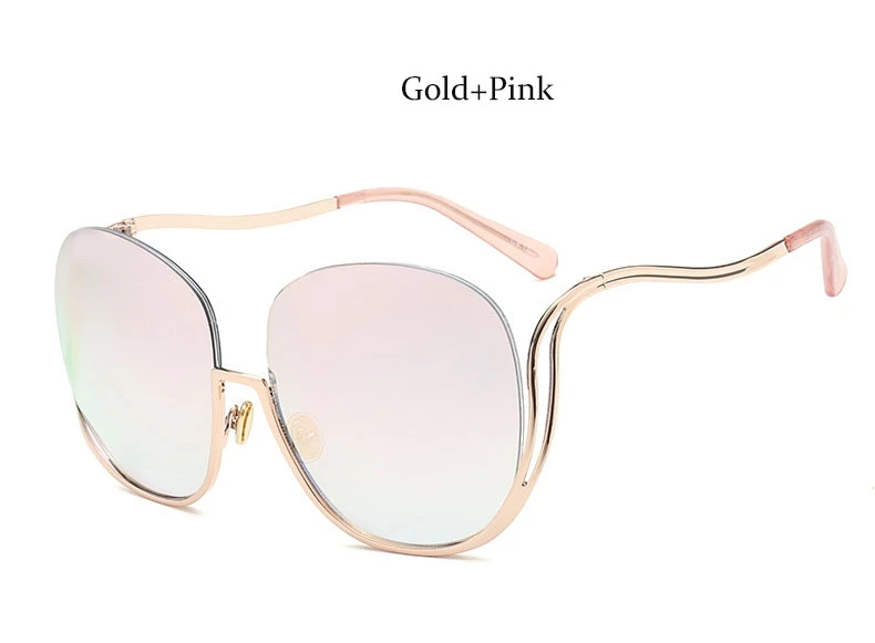 C4 Gold Pink Люксовый бренд, полуоправа, круглые солнцезащитные очки для женщин, без оправы градиентный, большие, солнцезащитные очки для женщин, оттенки, прозрачные очки, УФ очки - Цвет линз: C4 Gold Pink
