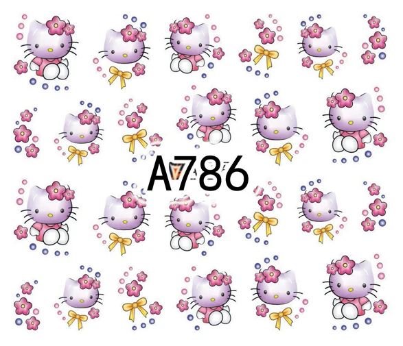 Детские наклейки для ногтей с кошечкой 5 листов дизайна макияжа водные тату