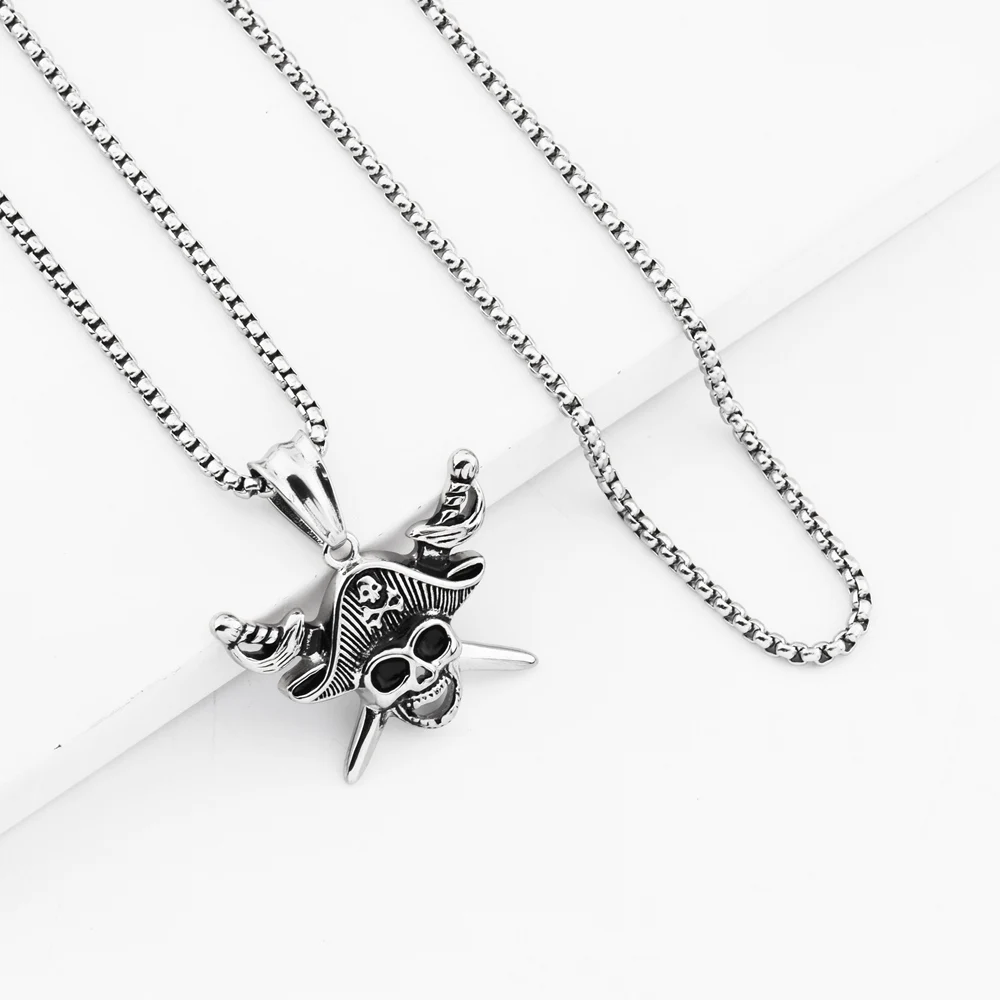 Goofan Хип-Хоп Ретро Пиратская подвеска скелет ожерелье из нержавеющей стали модные