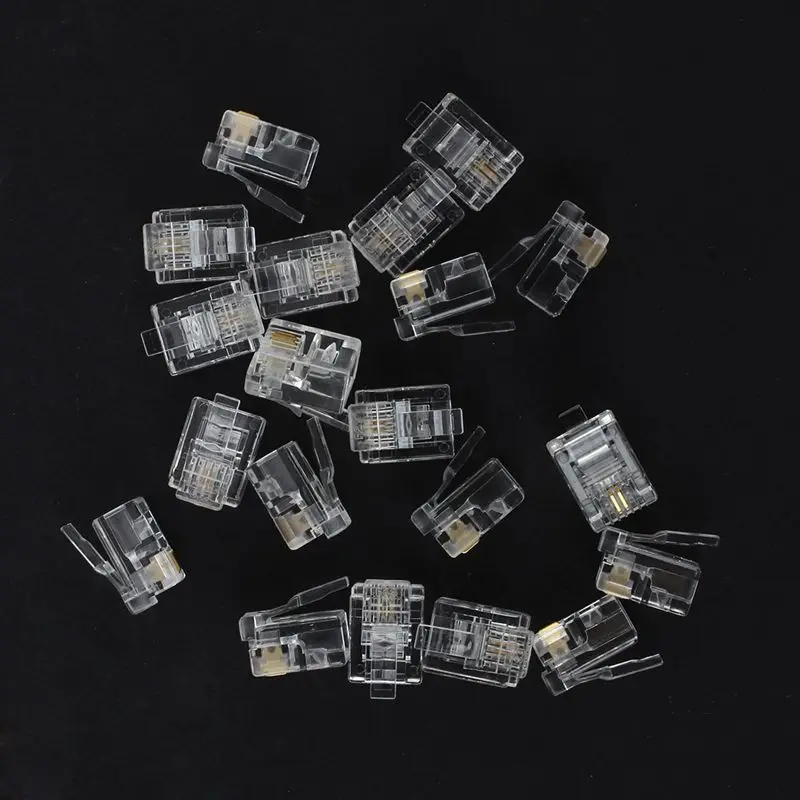 20 шт. 6P2C 2 контакта RJ11 модульный разъем сетевой кабель Разъем