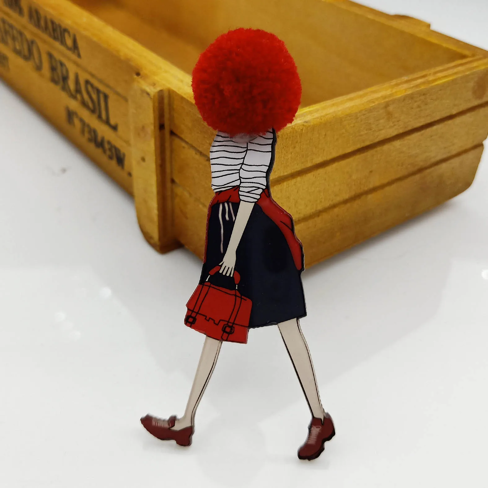 Style1 Модная брошь большого размера на булавке, Женская Брошь, милые девушки, модели персонажей из мультфильмов, сделай сам, акриловые значки на булавке, Kawaii, значок с помпоном, упаковка - Окраска металла: Style1