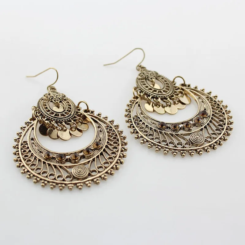 Висячие серьги в индийском стиле для женщин винтажные свадебные золотого цвета