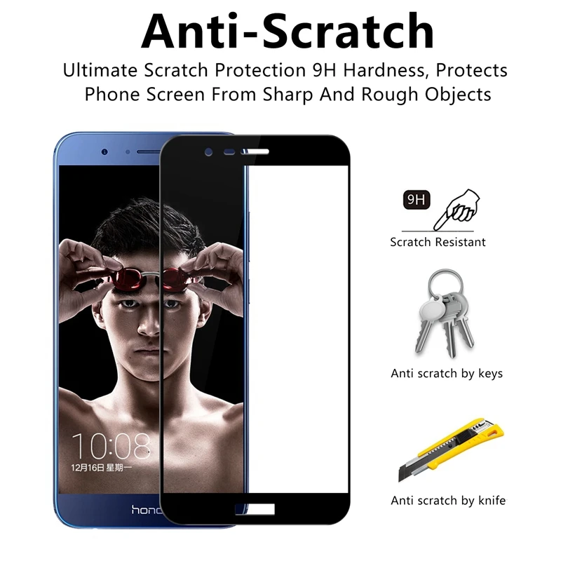 Защитное стекло на honor 8 lite light pro 8x протектор экрана закаленное для huawei 8c 8a max 8pro x a