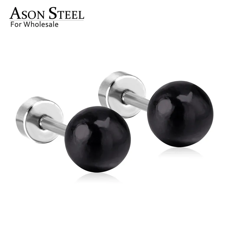 Женские серьги гвоздики с имитацией жемчуга ASONSTEEL сережки золотого и серебряного