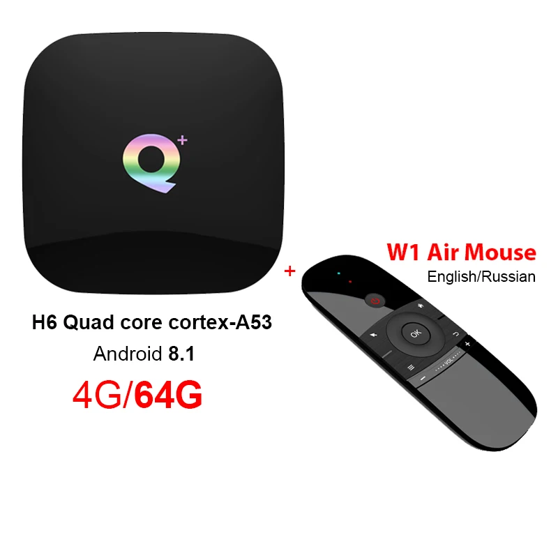 T95 Q Plus Smart tv Box Android 8,1 tv Box 4 ГБ ОЗУ 32 Гб 64 Гб ПЗУ 1080p 4K H.265 USB3.0 Netflix H6 PK s905x2 телеприставка pk T95Q - Цвет: 4G64G w1 EN or RU