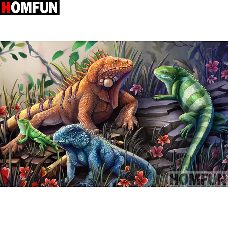 Алмазная 5D картина HOMFUN ящерица вышивка крестиком полное покрытие