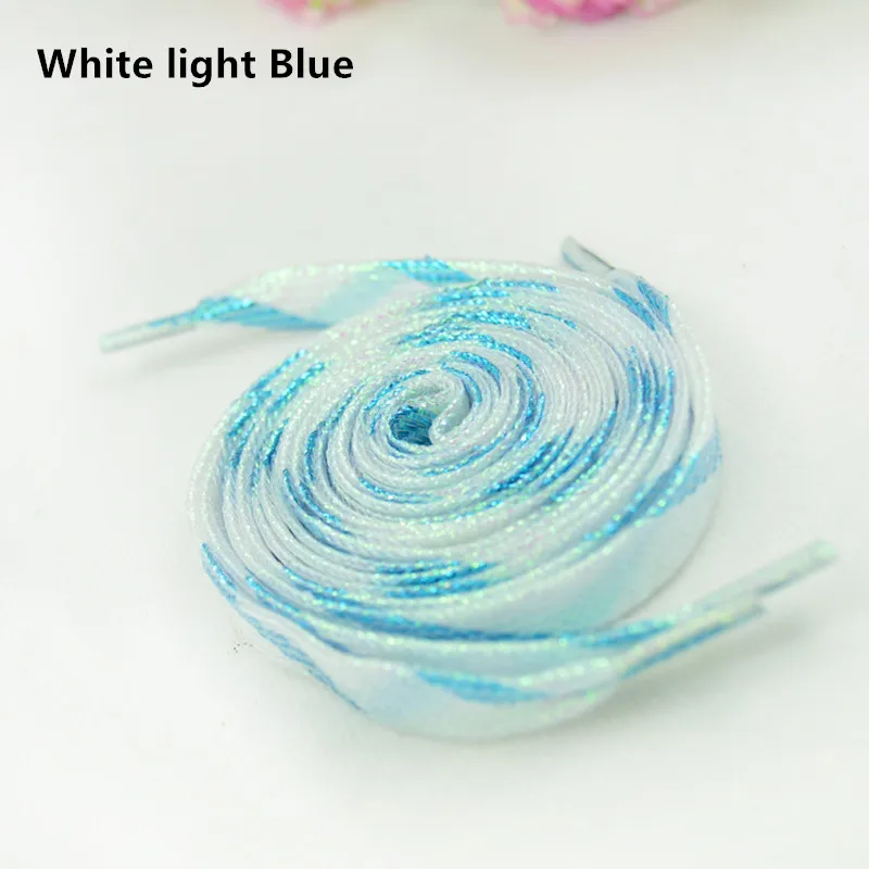 White Light Blue Блестящие золотые и серебряные яркие шнурки 26 цветов 60-180 см кроссовки спортивная обувь шнурки - Цвет: White Light Blue