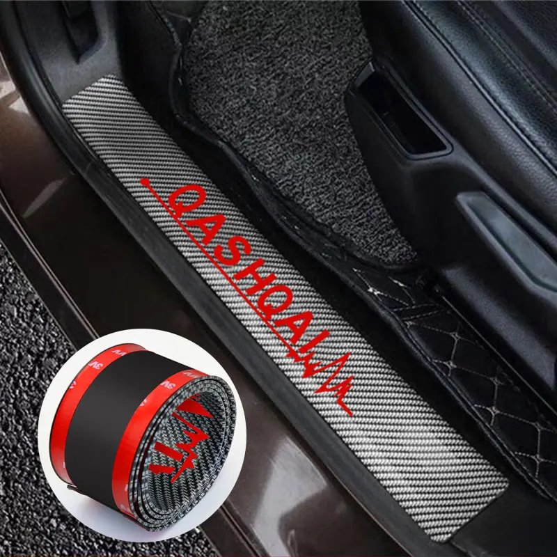 

4pcs 7cm Door Stickers Carbon Fiber Protector Rubber Car door sill Welcome Pedal Decoration Cover for nissan qashqai j10 j11