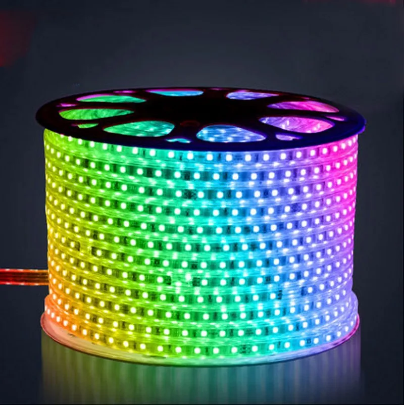 100 м/лот 5050 RGB Светодиодные ленты 220 В 230 240 Водонепроницаемый теплый холодный