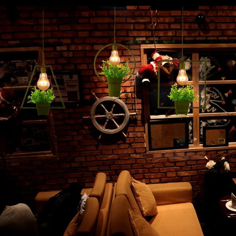 Сельской местности Стиль горшка подвесной светильник квадратной круглой формы