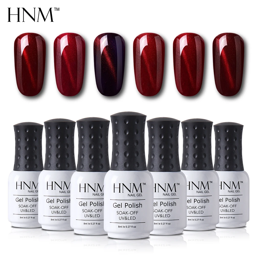 Гель для ногтей HNM 8 мл цвет красного вина кошачий глаз|nail polish soak off|gel nail polishuv gel |