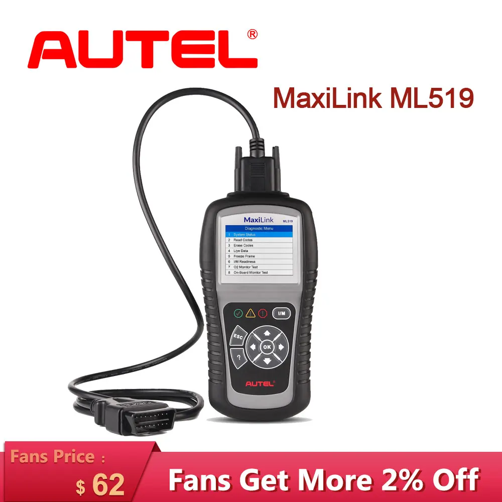 Диагностический сканер Autel ML519 OBD2 автомобильный диагностический прибор OBD