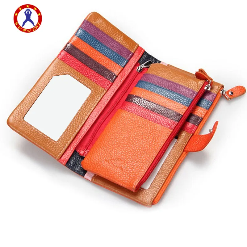 New 2018 ms real cowhide long purse Multi-function card package more than 24 for ladies wallet Candy color fashion | Багаж и сумки