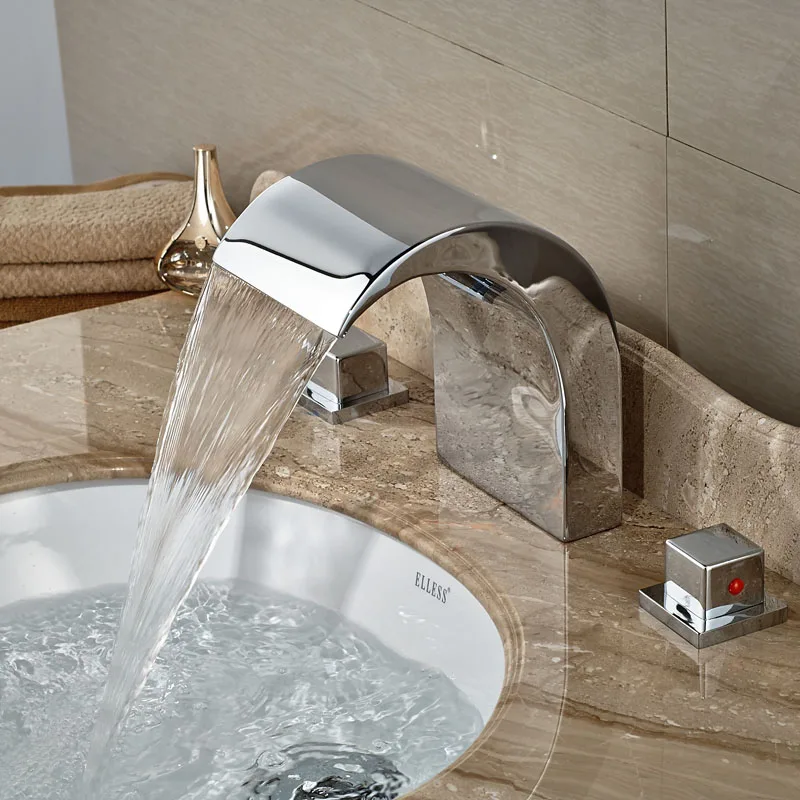 Роскошный большой латунный кран с водопадом для ванной комнаты креплением на