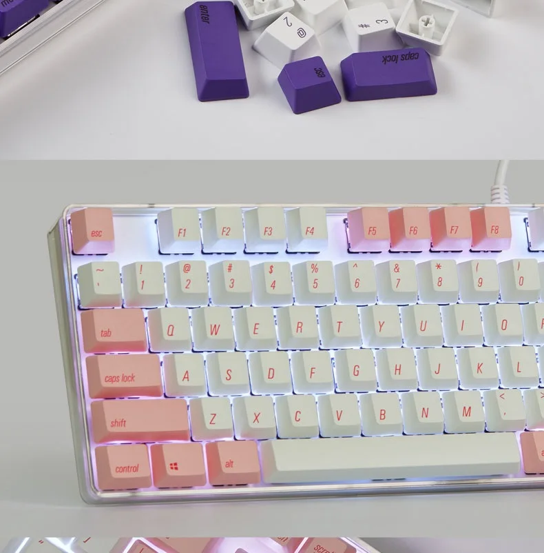 MAGICFORCE PBT Two-Color Moulding 108 Key Mechanical Keyboard Keycaps For Mechanical Keyboard Cute Mixed Color PBT Keycaps