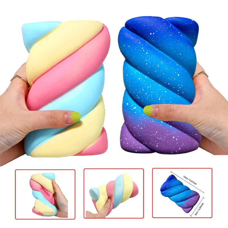 

14CM Jumbo Squishy Cotton Candy Soft Slow Rising Phone Straps Stretchy Squeeze Kid Toy Relieve Stress Bauble Children's Day Gift