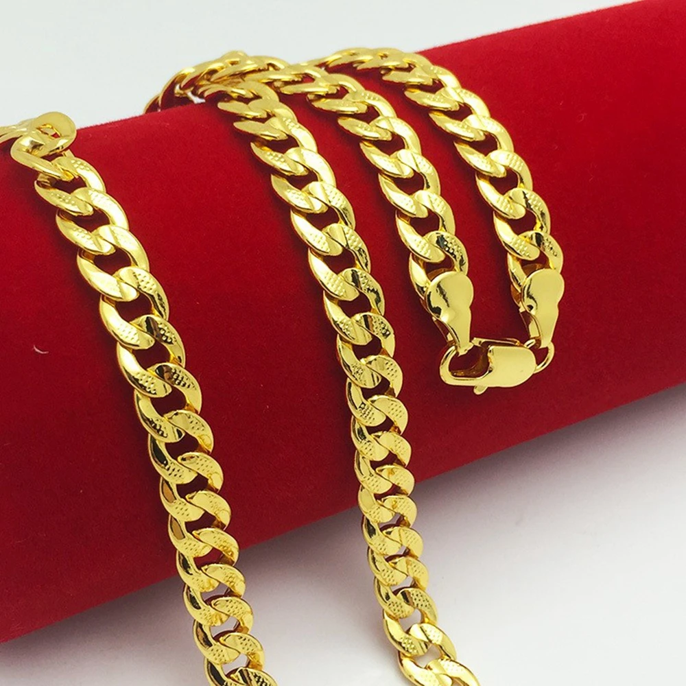 

Mes Jewelry Set Yellow Gold Filled Hammered Necklace Bracelet Chain 24"+8.6"