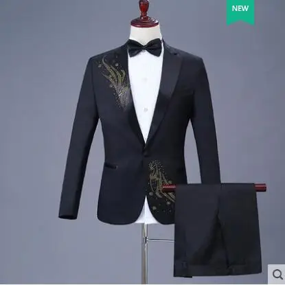 

Chorus Paste drill suits for men blazer boys prom mariage suits fashion slim masculino latest coat pant designs singer stage
