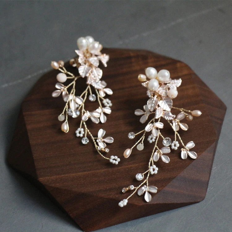 Jonnafe деликатные Свадебные Висячие серьги Золотой лист аксессуары ювелирные