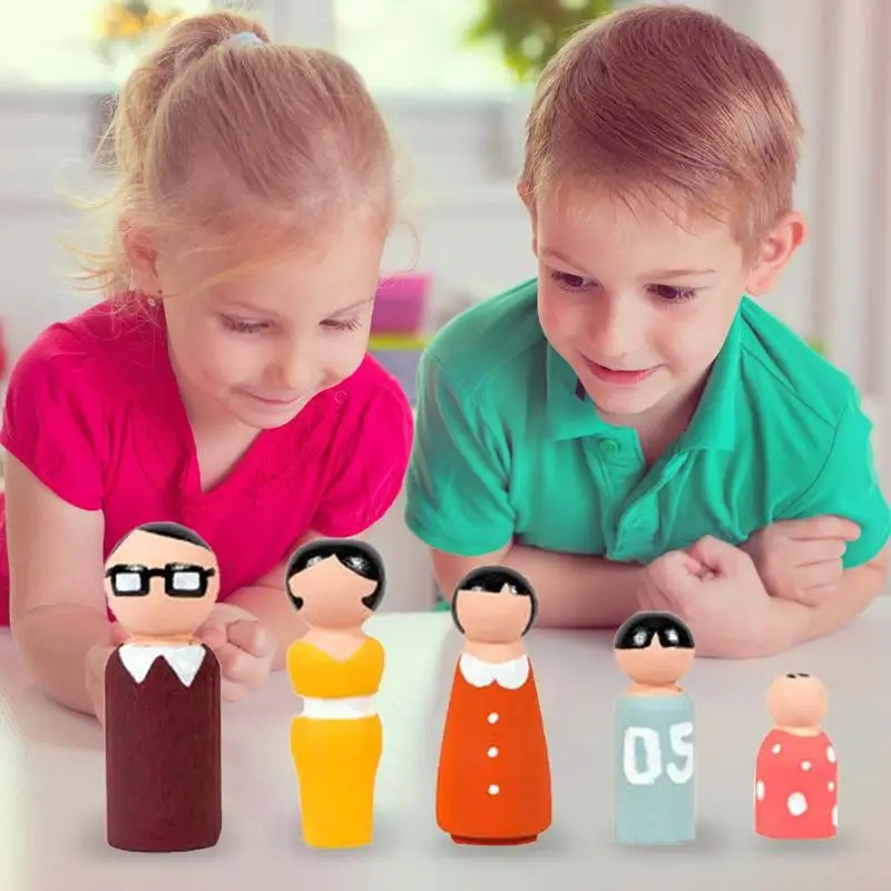 5 шт./компл. деревянные Семейные колышки для кукол сделай сам Детские