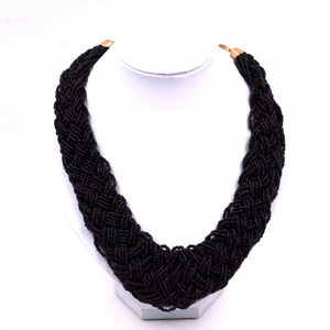 Fashion Women chain jewelry Fashion jewelry bohemia Woven Black Seed Bead Necklace for womens Fashion Women Jewelry Gift