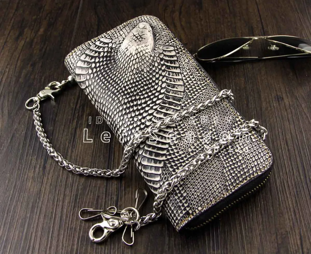 Змеиная кожа стиль мужской мотоцикл байкер кожаный бумажник с брелок|wallet with|wallet