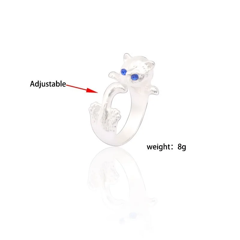 Модные кольца в виде животных для женщин серебряные металлические кошки с