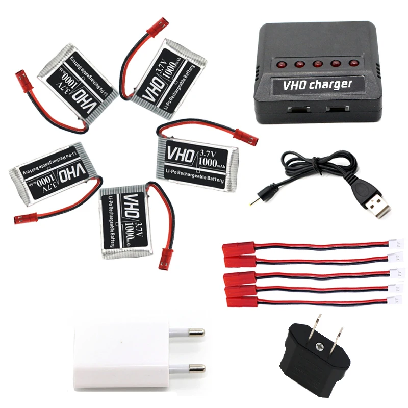 VHO 3 7 V 1000 мА/ч 25C 6in1 батарея 5 шт. и зарядки коробка для Syma X5SW X5SC X5S 1 M18 H5P Квадрокоптер