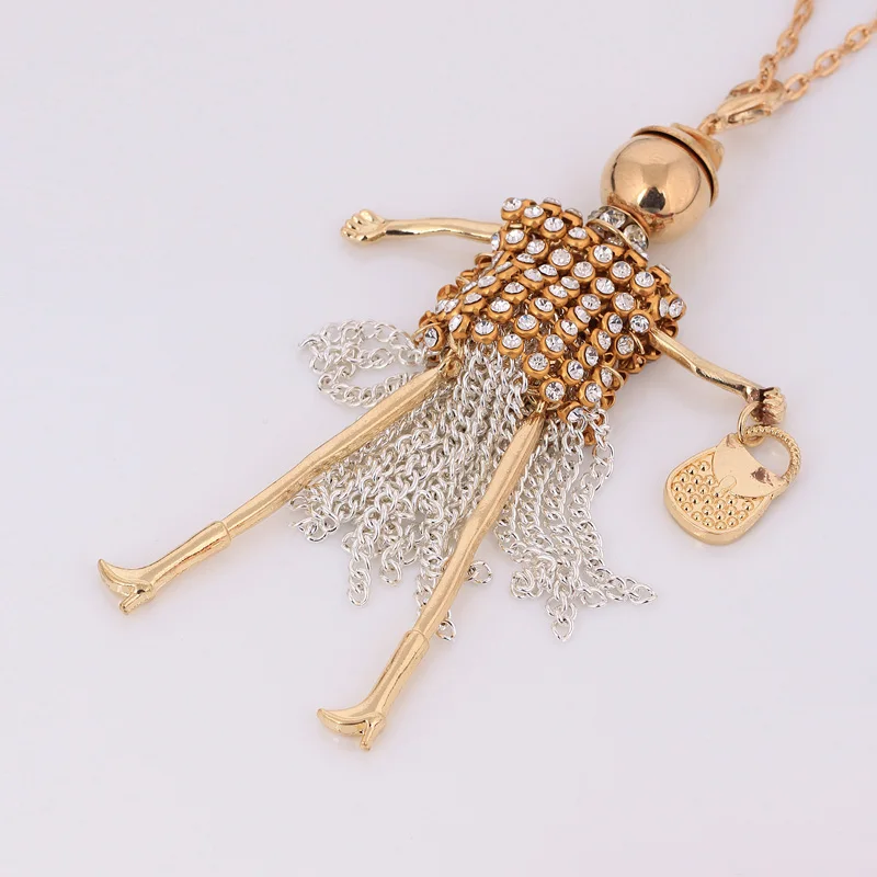 Модные женские ожерелья с подвесками кисточками кристаллами-кукла французское