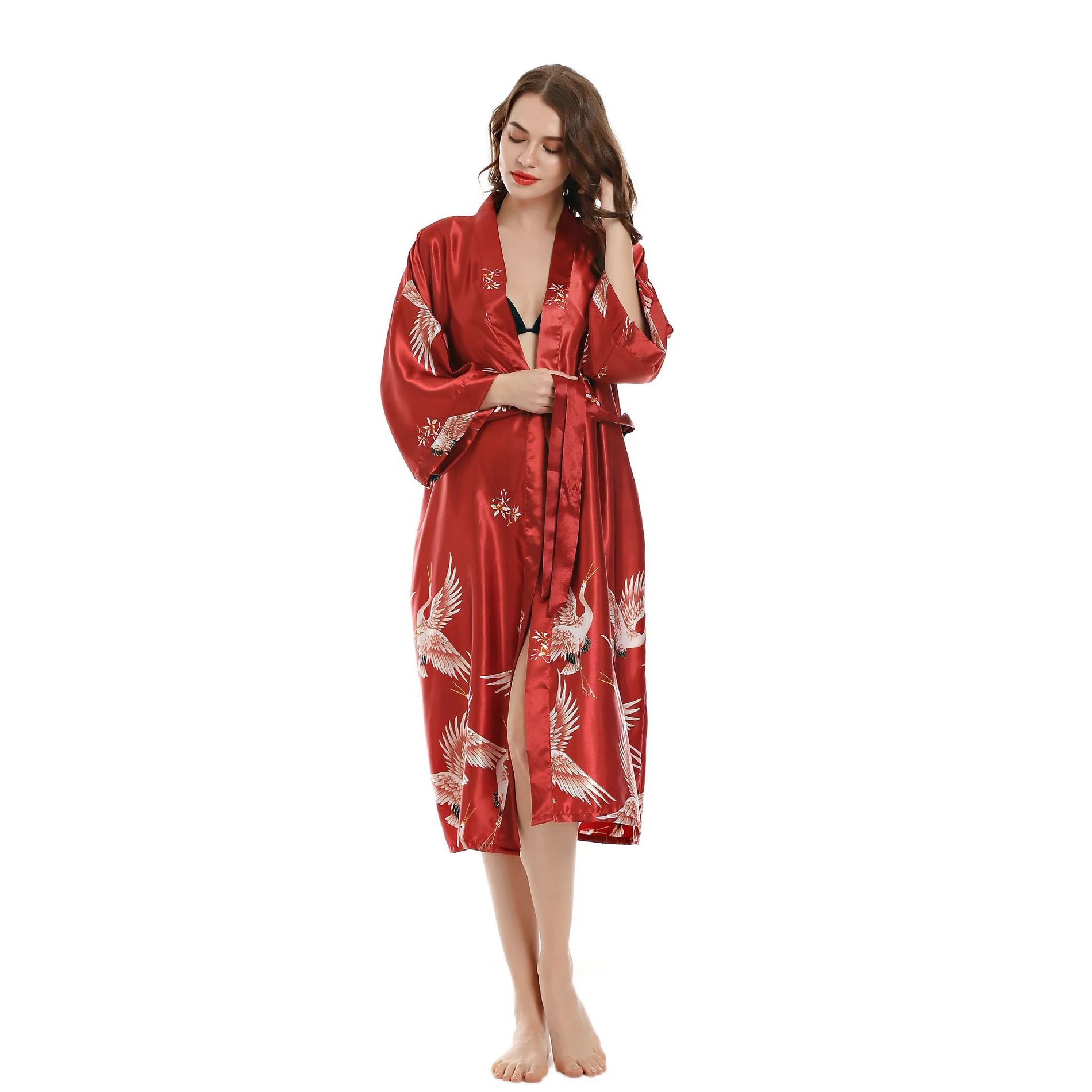 

Sexy Wedding Bride Bridesmaid Dressing Gown Women Casual Robe Gown Sleepwear Nightgown Summer Kimono Bathrobe Sleeprobe