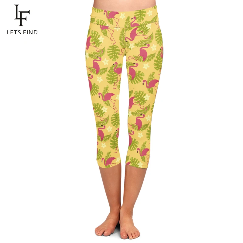 LETSFIND Лето Женщины с высокой талией леггинсы капри модные 3d рубашка изображением