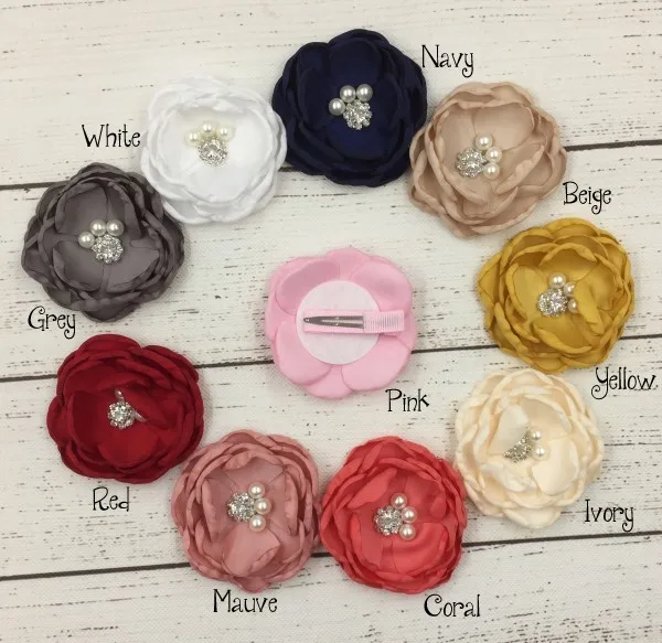 

240pcs/lot Satin Flower Matching Hair Clip Girl Hair Clip Baby Hair Clip