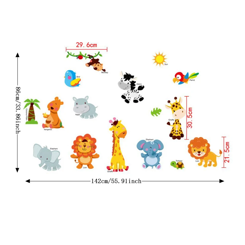Настенные наклейки с животными в джунглях домашний декор для детской комнаты