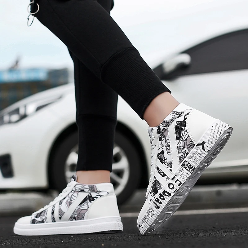 Размера плюс 34-45 мужские парусиновые эспадрильи, кроссовки, сникерсы, женские повседневные криперы, граффити, Вулканизированная обувь на плоской подошве