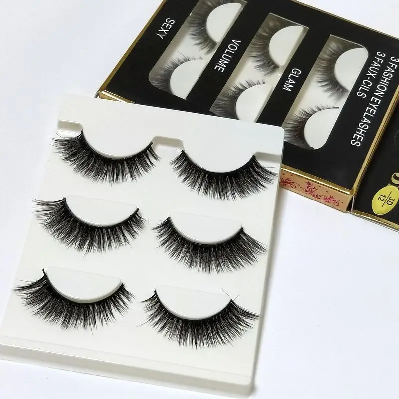 3D Cross Thick False Eyelashes Extension Makeup Super Natural Long Fake New 3D-12 | Красота и здоровье