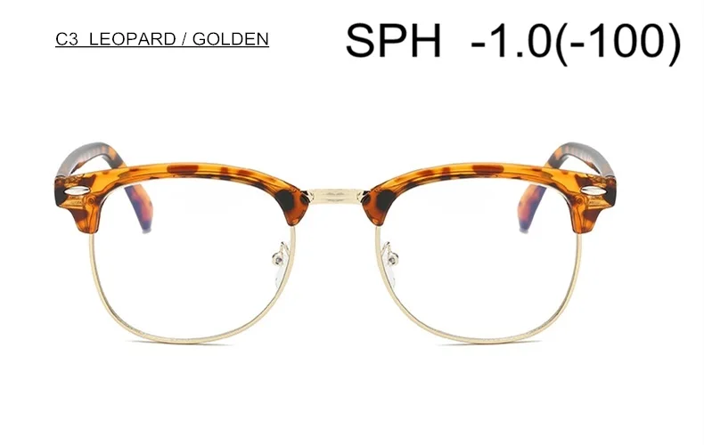 C3 (-1.0) SUMONDY Диоптрий SPH-0,5 до-6,0 Рецептурные очки для близоруких женщин и мужчин с диоптриями с заклепками очки миопия очки корректирующие UF28 - Цвет оправы: C3 (-1.0)