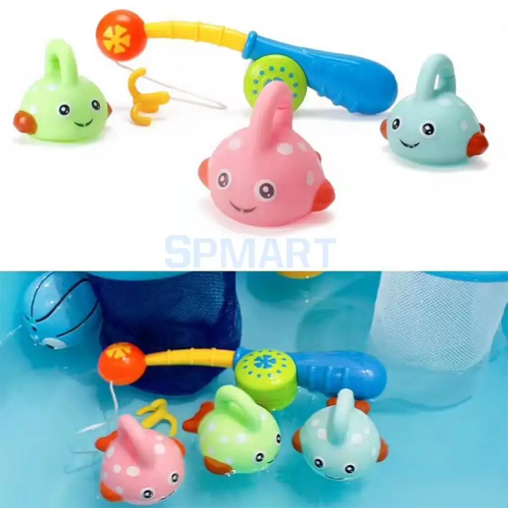 

4pcs Colorful Fish Rod Set Kids Baby Fishing Pretend Games Preschool Educational Bathtime Toy Birthday Gift