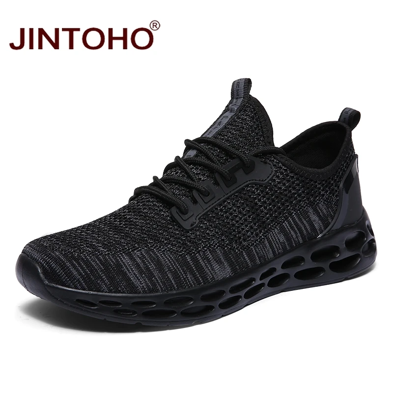 black JINTOHO/дышащая модная мужская обувь; повседневная мужская обувь; брендовая мужская повседневная обувь; недорогие мужские кроссовки; zapatillas hombre - Цвет: black