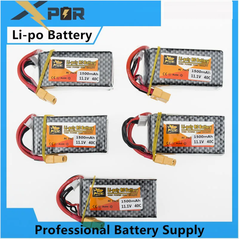Zop 11.1v 3s 1500mah lipo battery 40C XT60 plug 5pcs for RC Car Airplane trucks buggy boats Helicopter parts | Игрушки и хобби