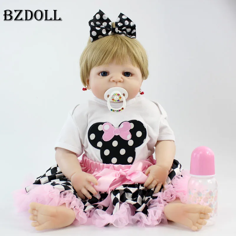BZDOLL 22 &quotвсего тела силиконовые Reborn блондинка реалистичные куклы новорожденных