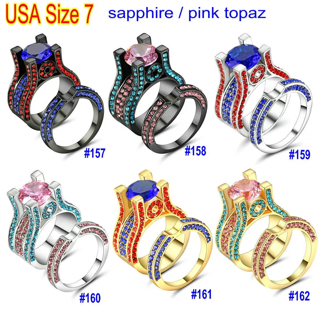 Мужские великолепные разноцветные кольца с кристаллами обручальные обещания