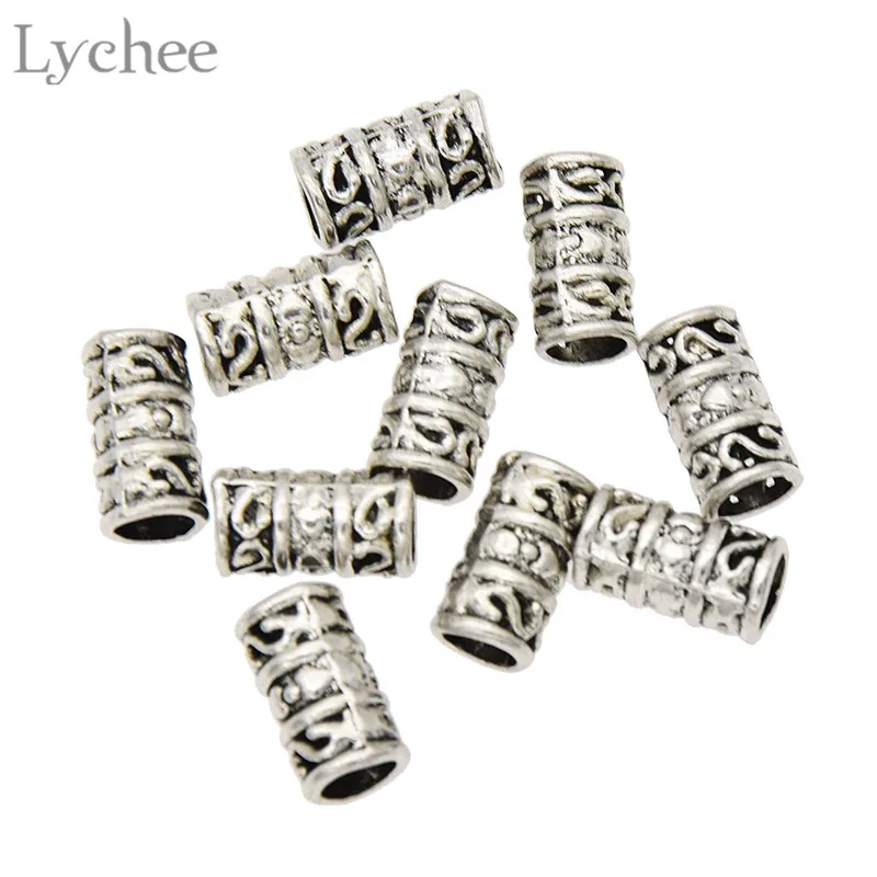 Lychee 10 шт. винтажные гемотрические дредлоки трубки золотого серебряного цвета