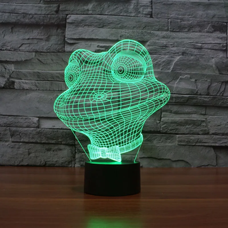 Меняющая цвет мультфильм лягушка ночсветильник для помещений 3D Светодиодная