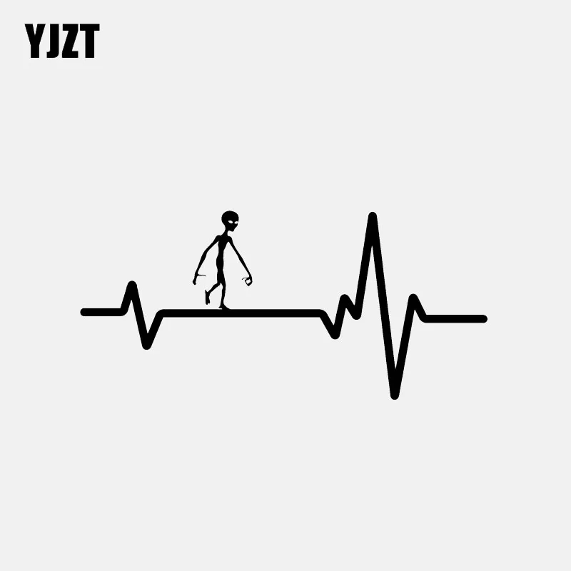 YJZT 15 2 см * 7 1 HEART BEAT линия ALIEN внеземных UFO автомобильный стикер виниловые наклейки
