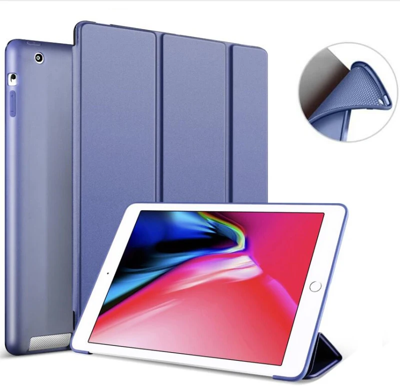 SUREHIN защитный чехол-накладка из мягкого силикона ТПУ с умный чехол для apple iPad 2/3/4 Крышка Тонкий Магнитные дети кожаный чехол для iPad 4 Чехол - Цвет: deep blue