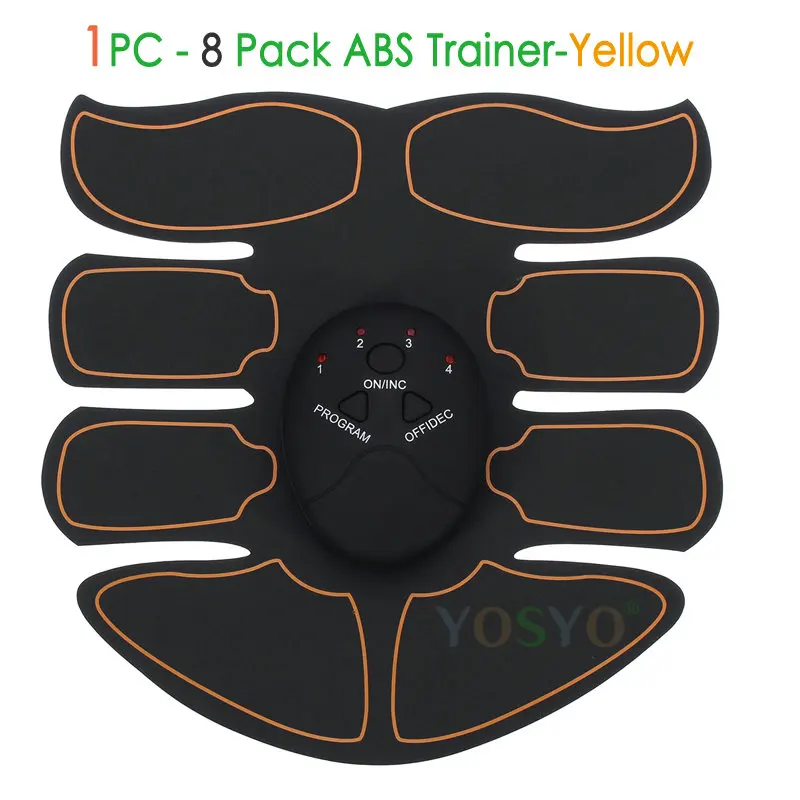 8 Pack ABS Yellow EMS Массажер для мышечного стимулятора тренажер ABS стимулятор беспроводной умный фитнес для мышц пресса ягодицы приспособление для коррекции фигуры похудения - Цвет: 8 Pack ABS Yellow