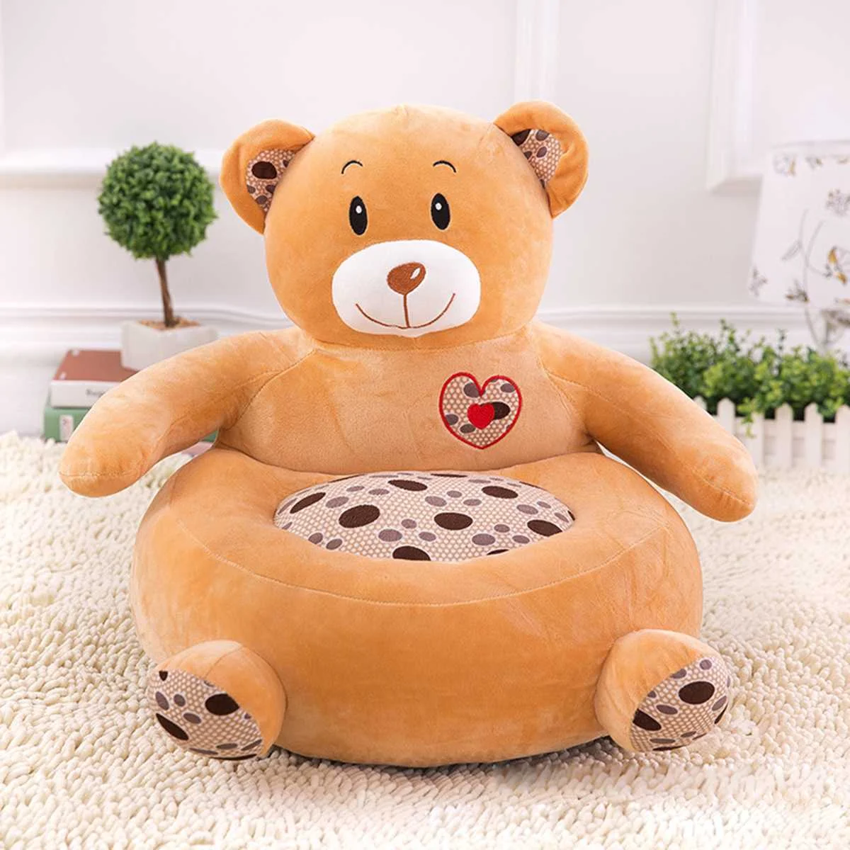 Bear Мультфильм Животные милое детское автокресло pp хлопковый Плюшевый Корова кожа детская диван для маленьких Кресло детская мебель детские мягкие игрушки - Цвет: Bear
