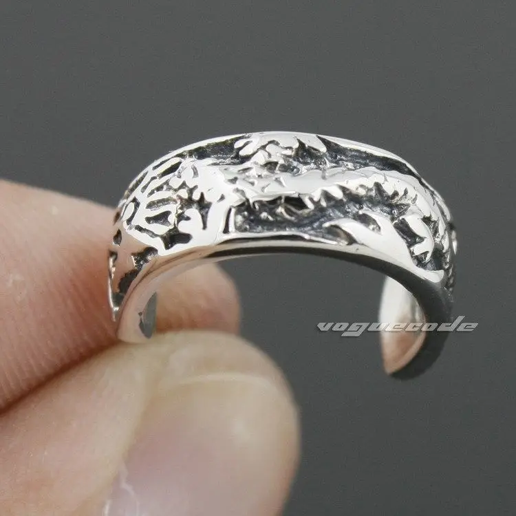 925 пробы Серебряный китайский дракон мужские байкерские серьги-качалки 8R005 |