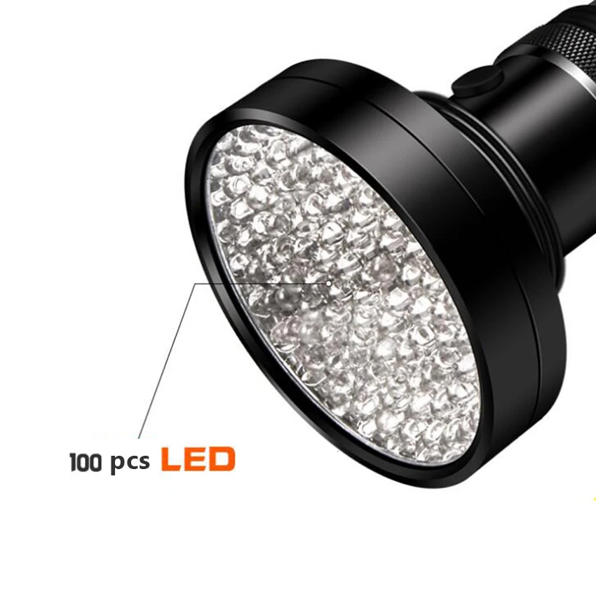 100 светодиодный фонарик 395nm Ультрафиолетовый фонарь лампа Blacklight детектор AA